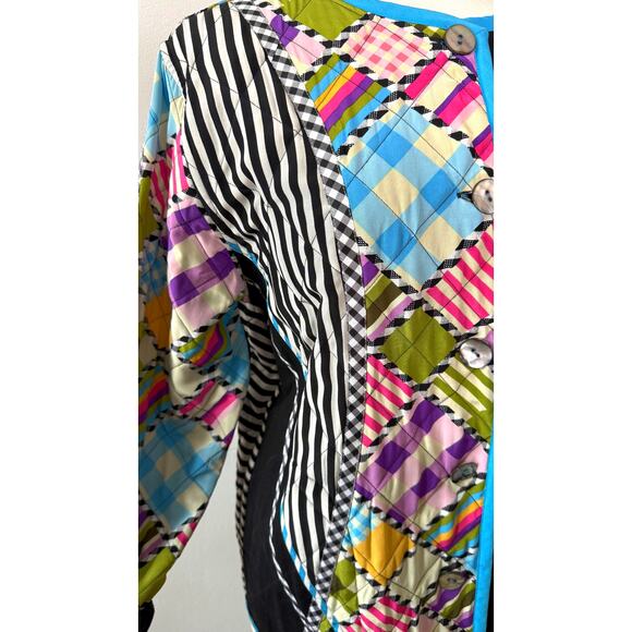 VTG 80s Koos Of Course Funky Colorful Oversized Quilted Jacket Coat - Picture 2 of 8